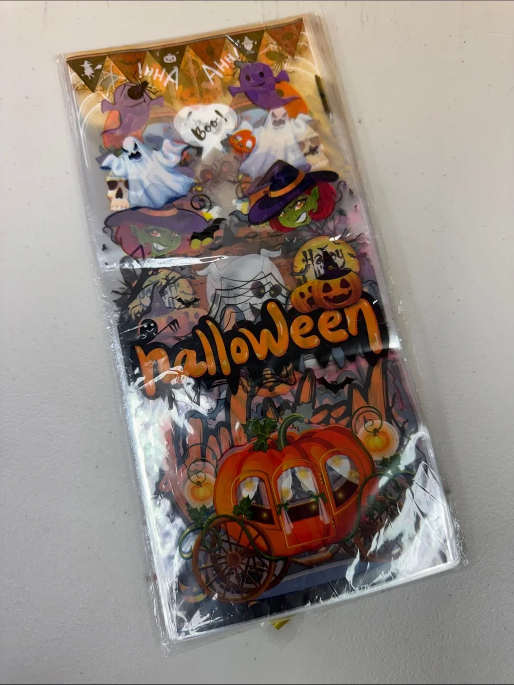 Halloween Treat Bags 50 pack Pumpkin Carriage cellophane candy bags Multi-Color